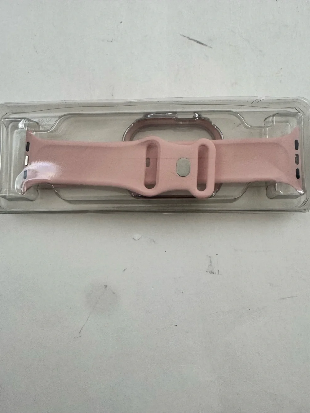 Apple Smart Watch Pink Silicone Band 49mm Silver Rhinestone Bling Cover Case Set